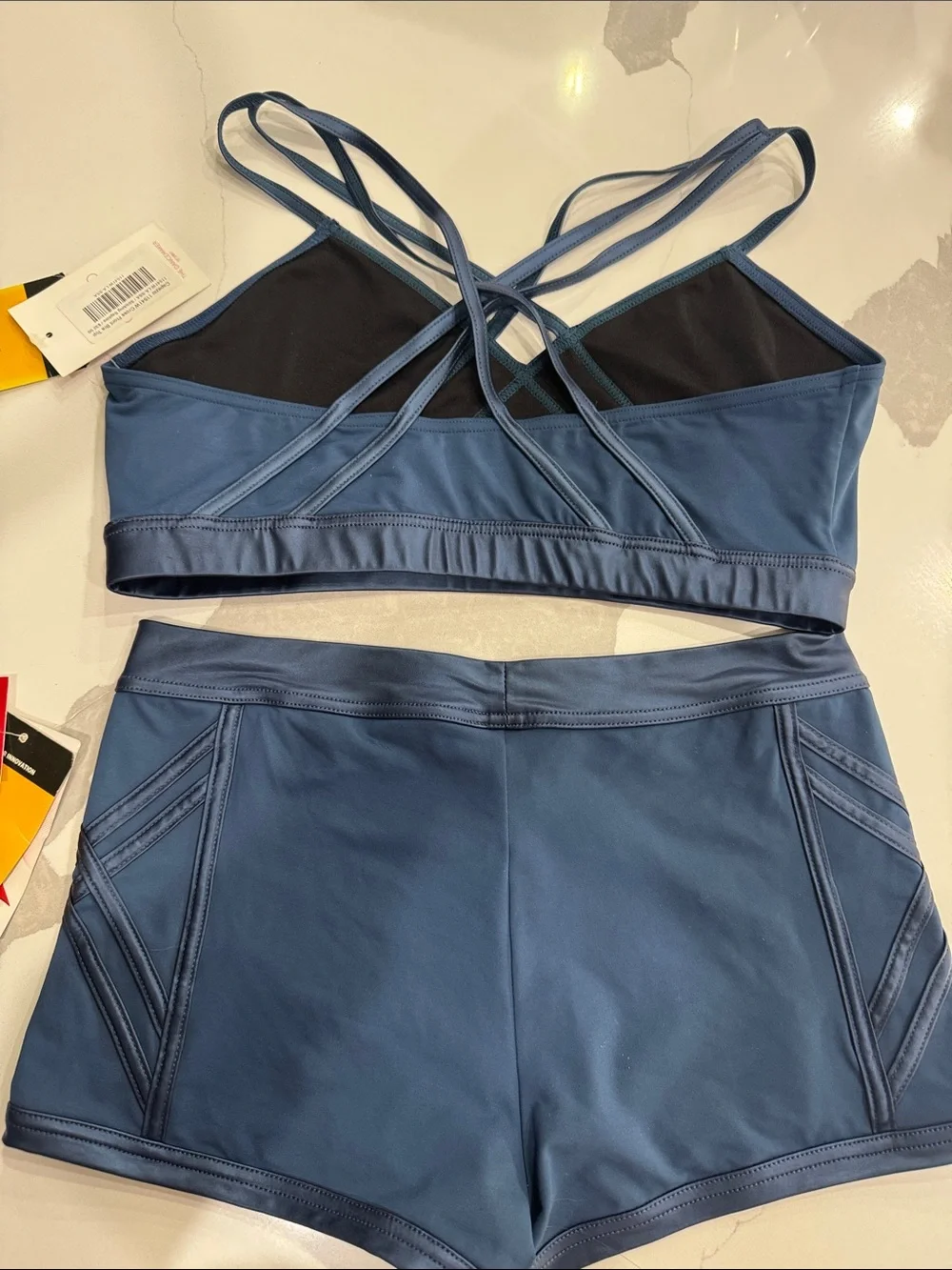 Capezio Navy Strappy Sports Bra & Shorts Set